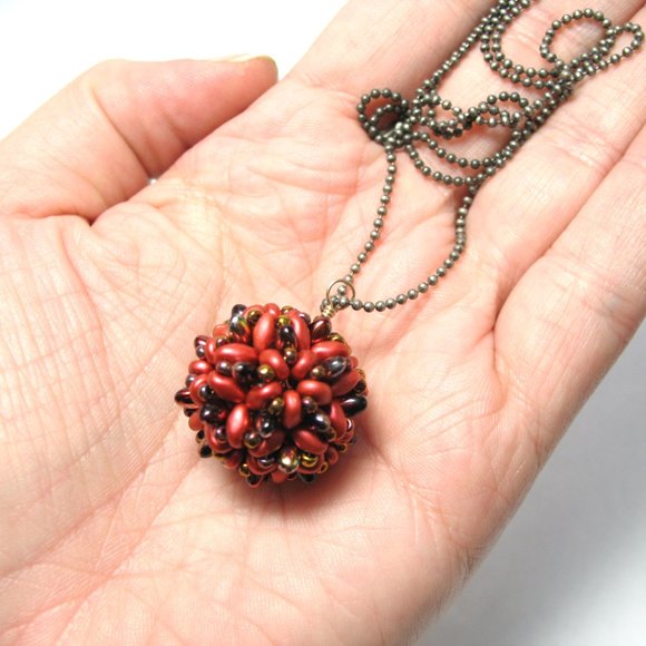 Handwoven beaded bead Pendant - Picture 1 of 8
